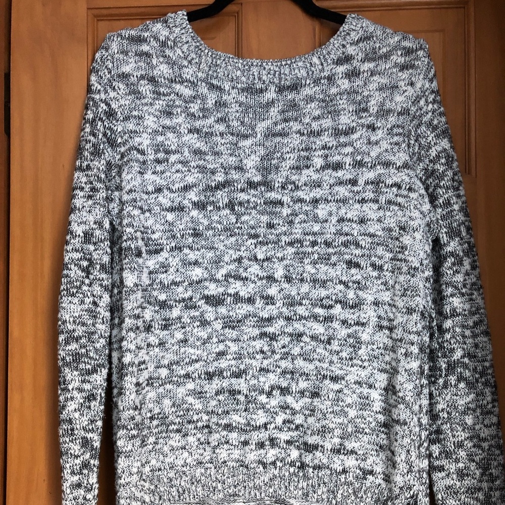 Black and white side slit sweater